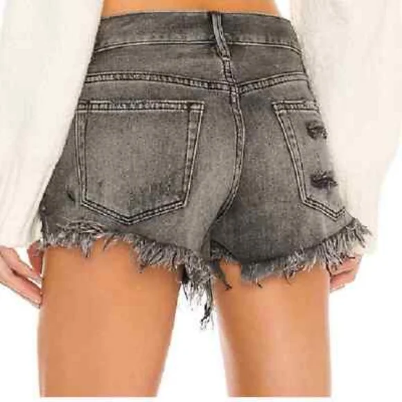 Free People Women's Distressed Gray Denim Cut Off Shorts Size 29 - Picture 2 of 8